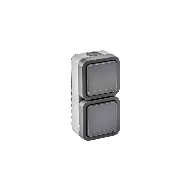 Mecanismo superficie estanco Serie AQUARIS Base Doble Vertical 16A-220V IP55 FAMATEL