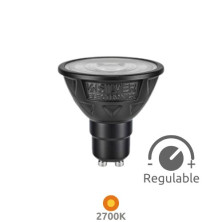 Bombilla Dicroica LED GU10 ((( REGULABLE ))) 5,4w 2700K 600Lm 220V CRi97 NITRA SILVER