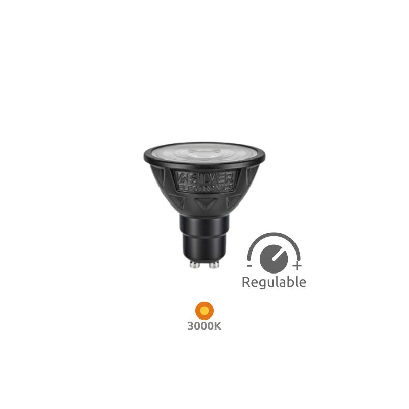 Bombilla Dicroica LED GU10 ((( REGULABLE ))) 5,4w 3000K 600Lm 220V CRi97 NITRA SILVER