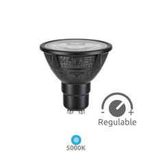 Bombilla Dicroica LED GU10 ((( REGULABLE ))) 5,4w 5000K 600Lm 220V CRi97 NITRA SILVER