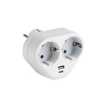 Adaptador Doble con USB A y USB C Blanco TT 16A-220V FAMATEL