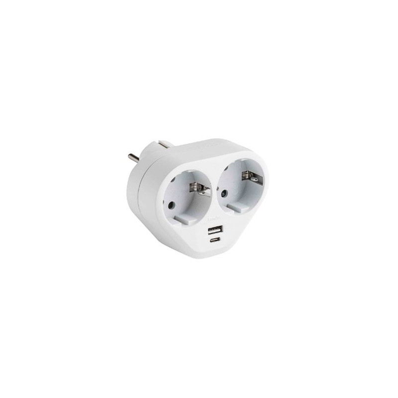 Adaptador Doble con USB A y USB C Blanco TT 16A-220V FAMATEL