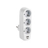 Adaptador Triple con USB A y USB C Blanco TT 16A-220V FAMATEL