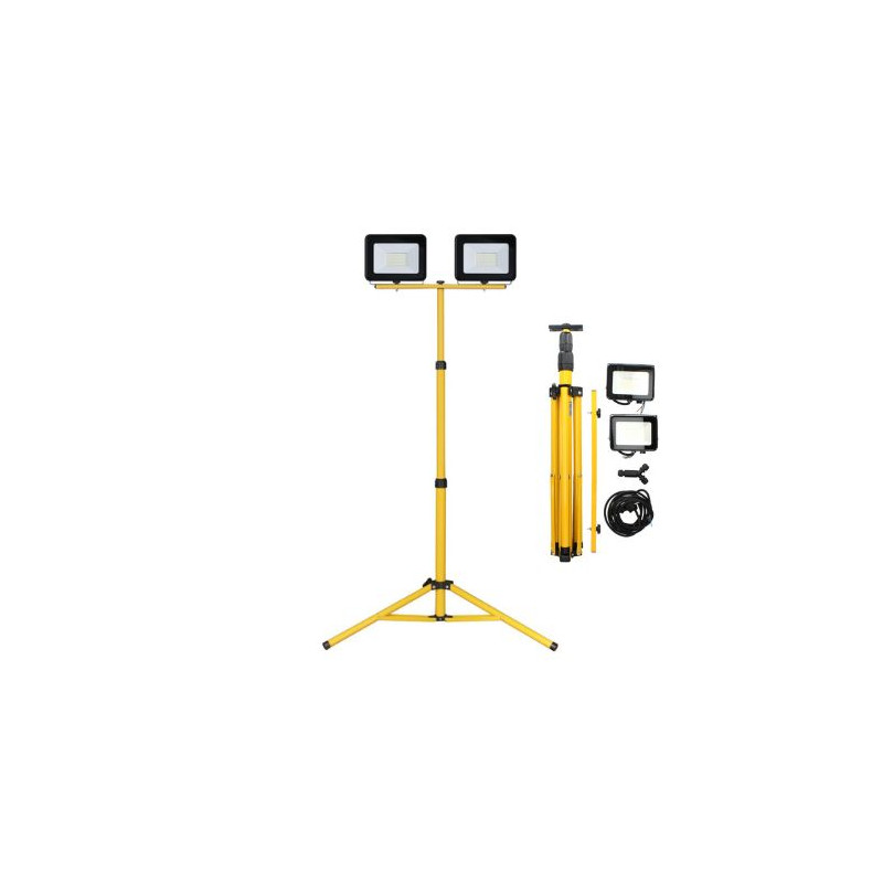 Proyector Doble con trípode LED 2x30w 6500K Amarillo CARCASA NEGRA IP65 GSC C1/4