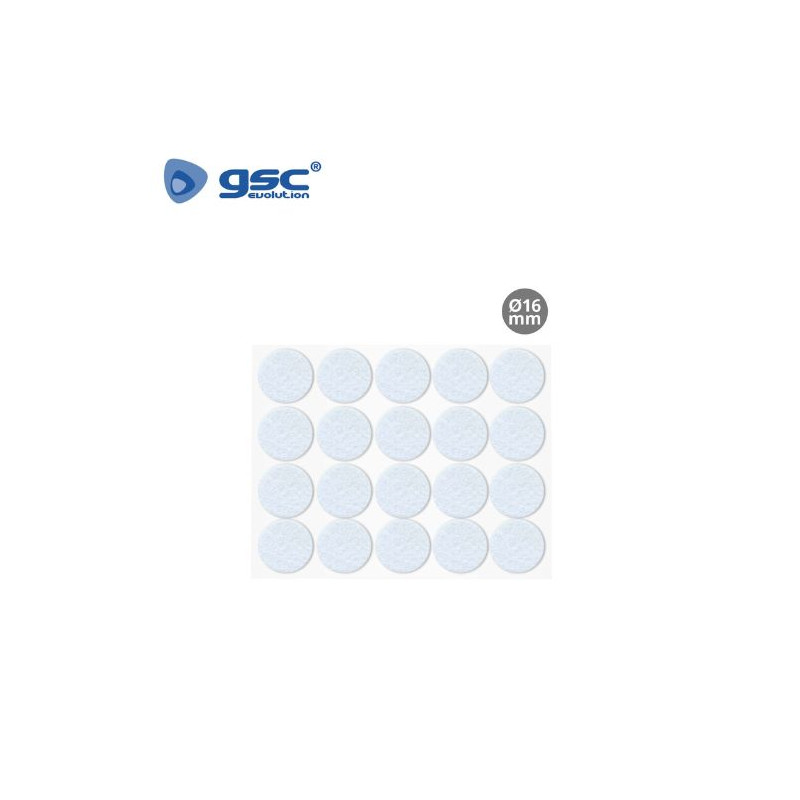 Fieltro adhesivos redondo Diámetro 16mm - Blanco Pack 20 Fieltros GSC C1/100