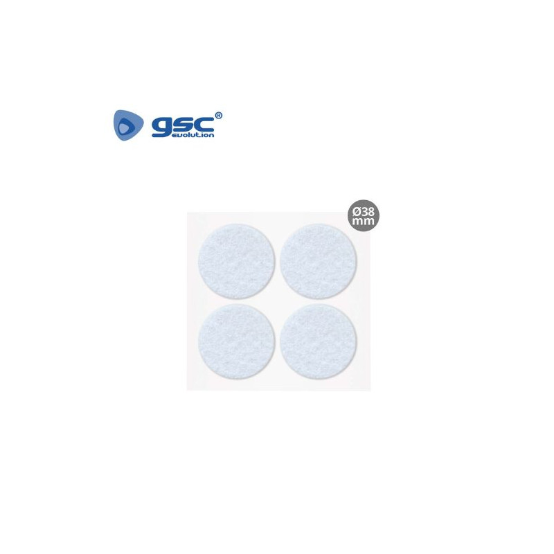 Fieltro adhesivos redondo Diámetro 38mm - Blanco Pack 4 Fieltros GSC /100