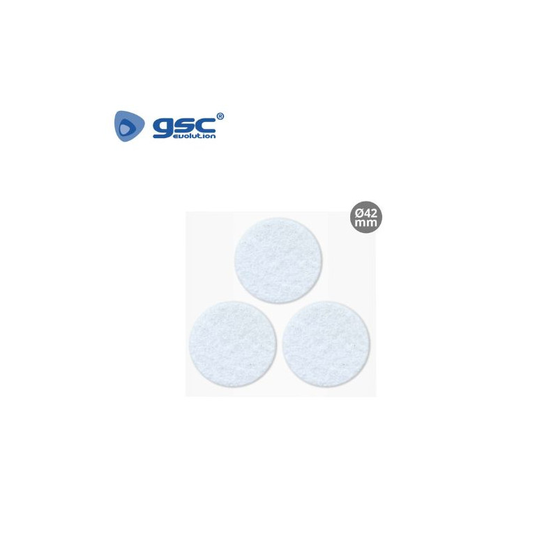 Fieltro adhesivos redondo Diámetro 42mm - Blanco Pack 3 Fieltros GSC C1/100