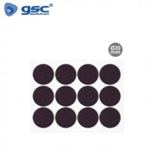 Fieltro adhesivos redondo Diámetro 20mm - Marrón Pack 12 Fieltros GSC C1/100