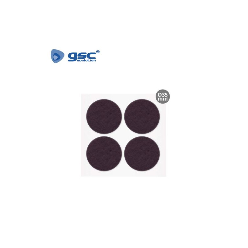 Fieltro adhesivos redondo Diámetro 35mm - Marrón Pack 4 Fieltros GSC /100
