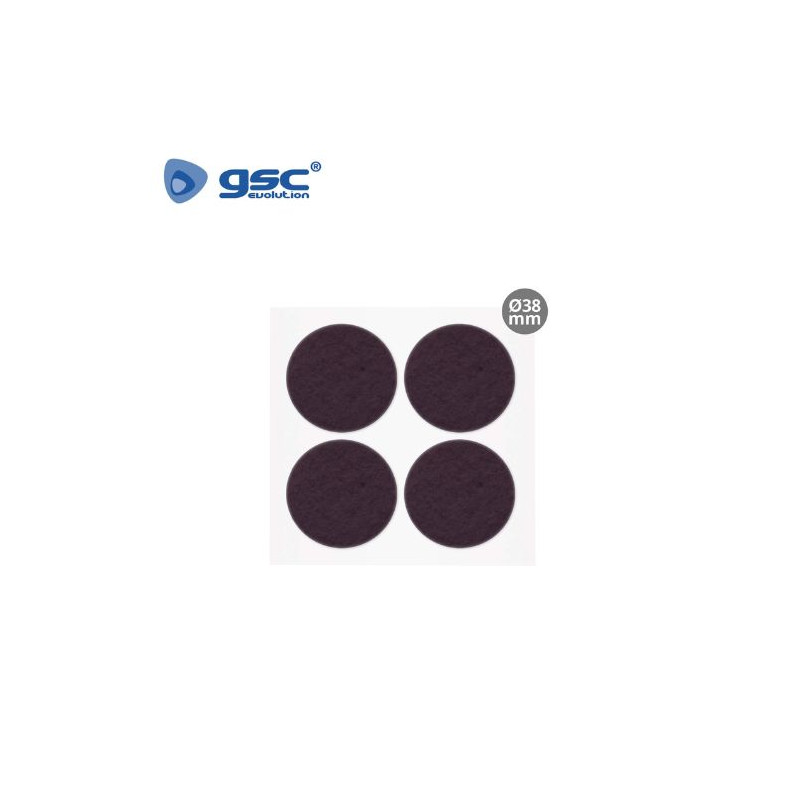 Fieltro adhesivos redondo Diámetro 38mm - Marrón Pack 4 Fieltros GSC C1/100