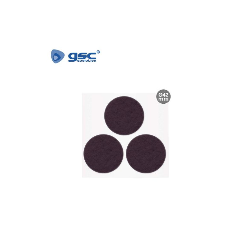Fieltro adhesivos redondo Diámetro 42mm - Marrón Pack 3 Fieltros GSC C1/100