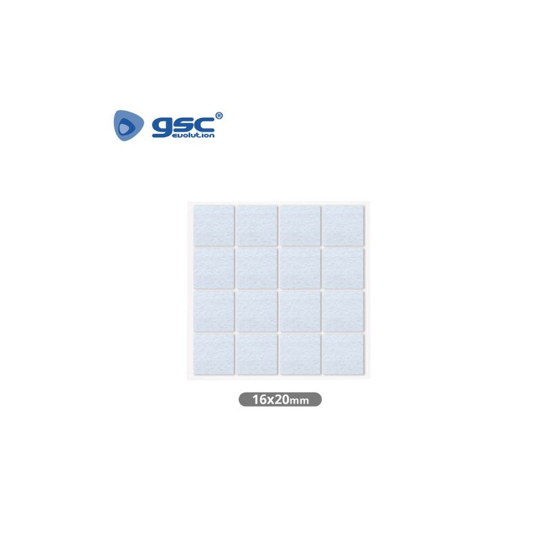 Fieltro adhesivos cuadrado 16x20mm - Blanco Pack 16 Fieltros GSC C1/100
