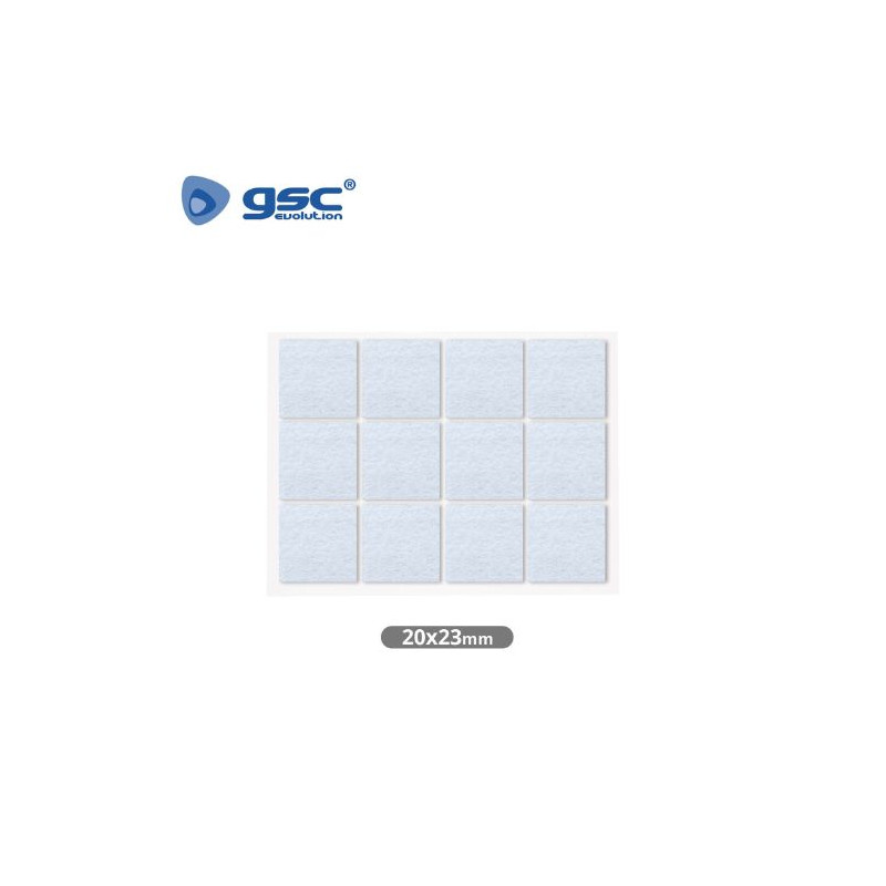 Fieltro adhesivos cuadrado 20x23mm - Blanco Pack 12 Fieltros GSC C1/100