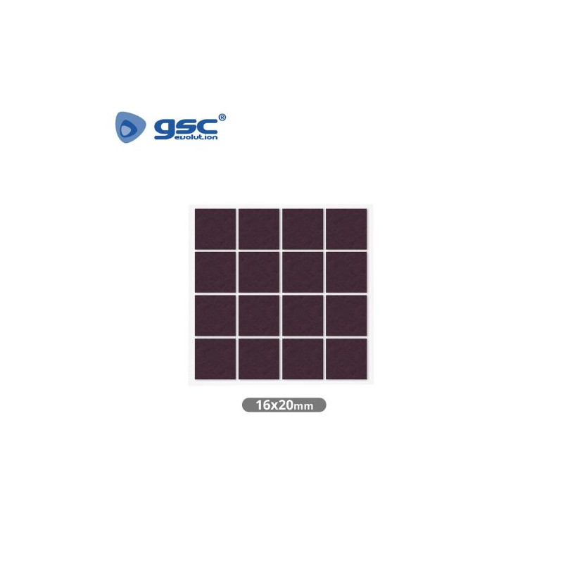 Fieltro adhesivos cuadrado 16x20mm - Marrón Pack 16 Fieltros GSC C1/100