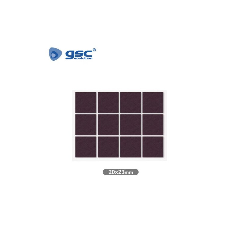 Fieltro adhesivos cuadrado 20x23mm - Marrón Pack 12 Fieltros GSC C1/100