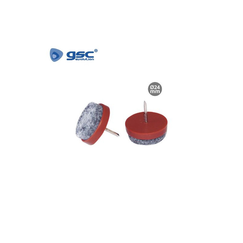 Fieltros redondos con clavo Diámetro 24mm - Marrón Pack 8 uds GSC /100