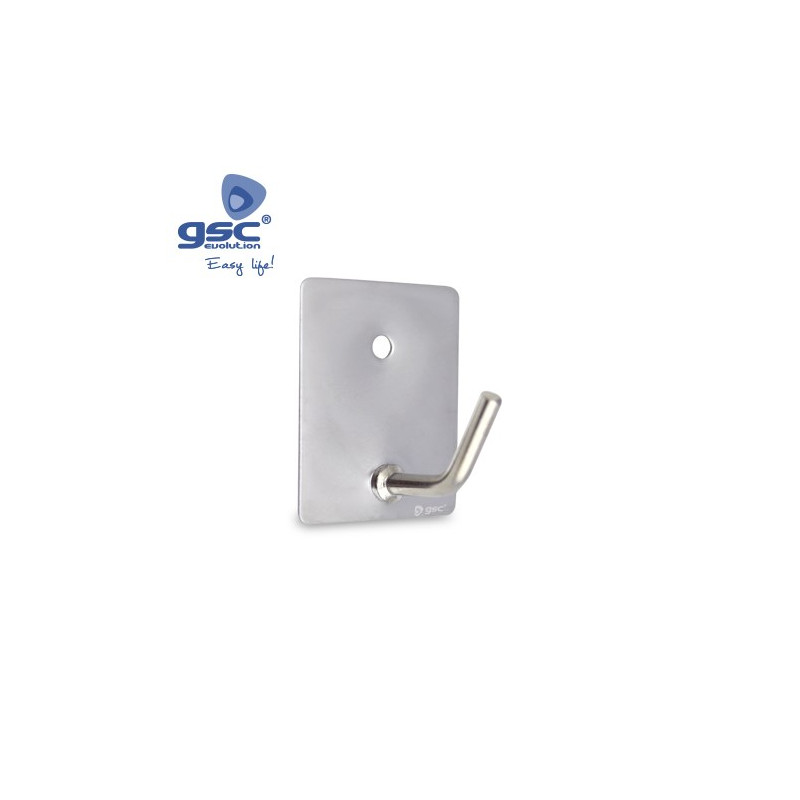 Percha mediana adhesiva Acero-Cromado 26x43 Set 3 unidades GSC C1/100