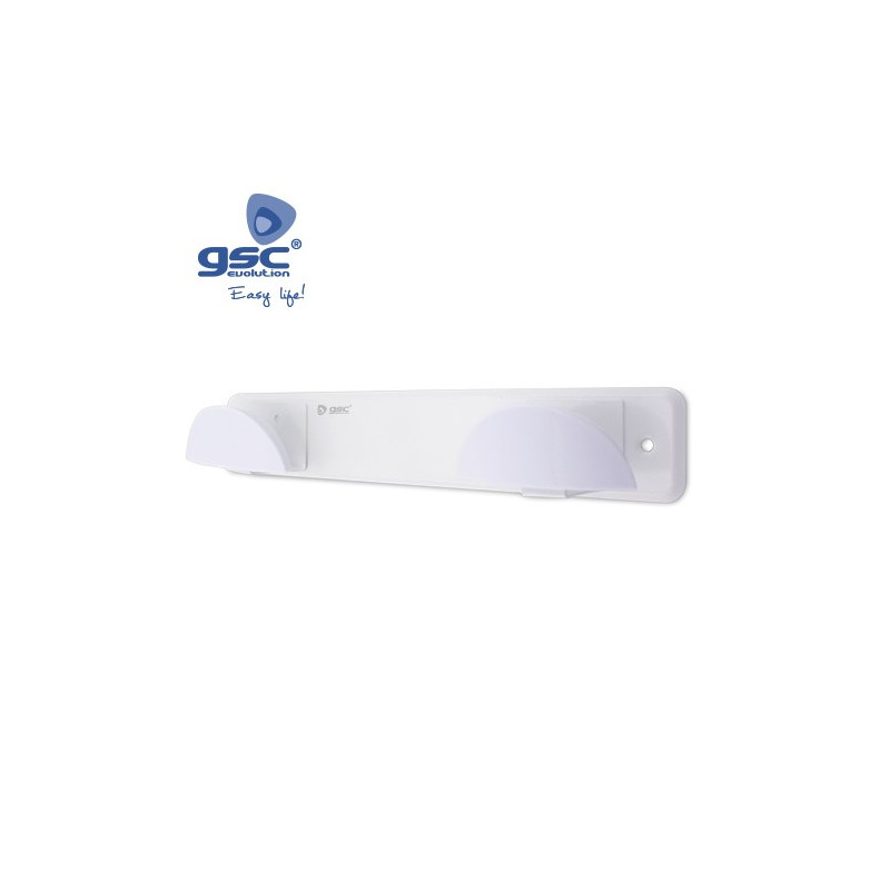 Percha medialuna doble acero pomo ABS - Blanco lacado 280x50 GSC C1/50