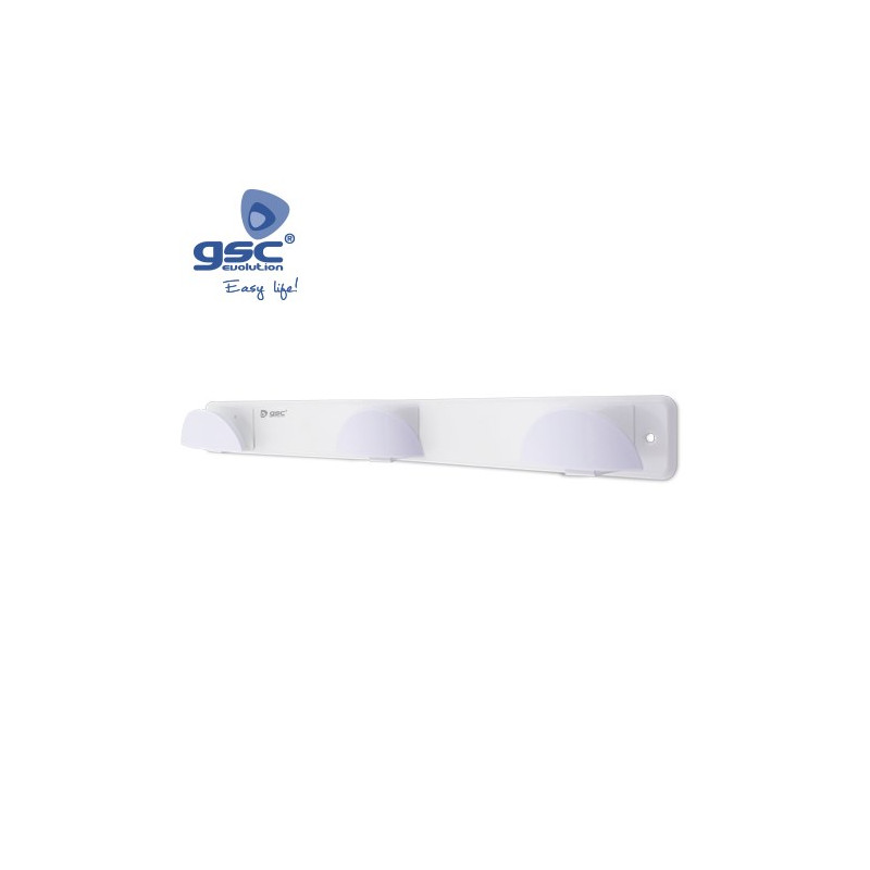 Percha medialuna triple acero pomo ABS - Blanco lacado 420x50 GSC /50