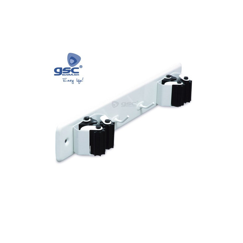 Sujeta escobas doble acero con rodillos goma Blanco GSC C1/50