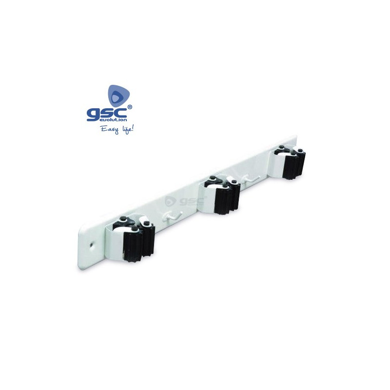 Sujeta escobas triple acero con rodillos goma Blanco GSC C1/50