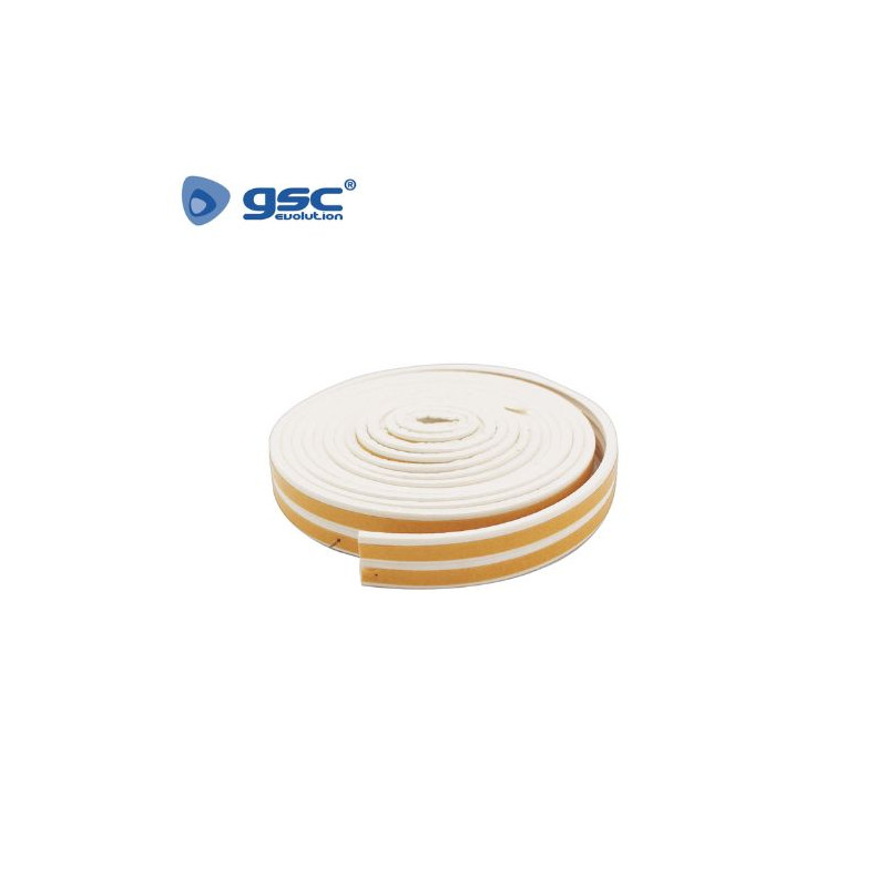 Burlete adhesivos caucho 9mm grosor y 6m largo Blanco GSC C1/24