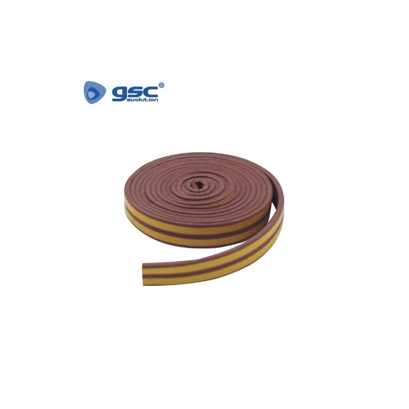 Burlete adhesivos caucho 9mm grosor y  6m largo Marrón GSC C1/24