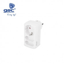 Adaptador Triple en línea 1 salida Schuko 16A + 2 salidas 10A 220V GSC C10/100