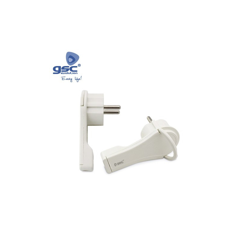 Clavija 16A 220V TT Lateral Blanco 3680w Ultrafina Sucko con asa Diámetro 4,8mm Blíster GSC C10/100