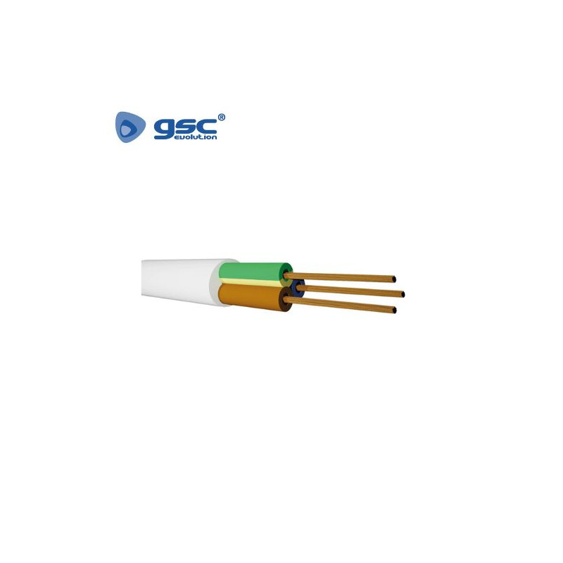 Cable manguera redonda VV-F Flexible 3x0,75mm Blanco Rollo 100m GSC C1/1