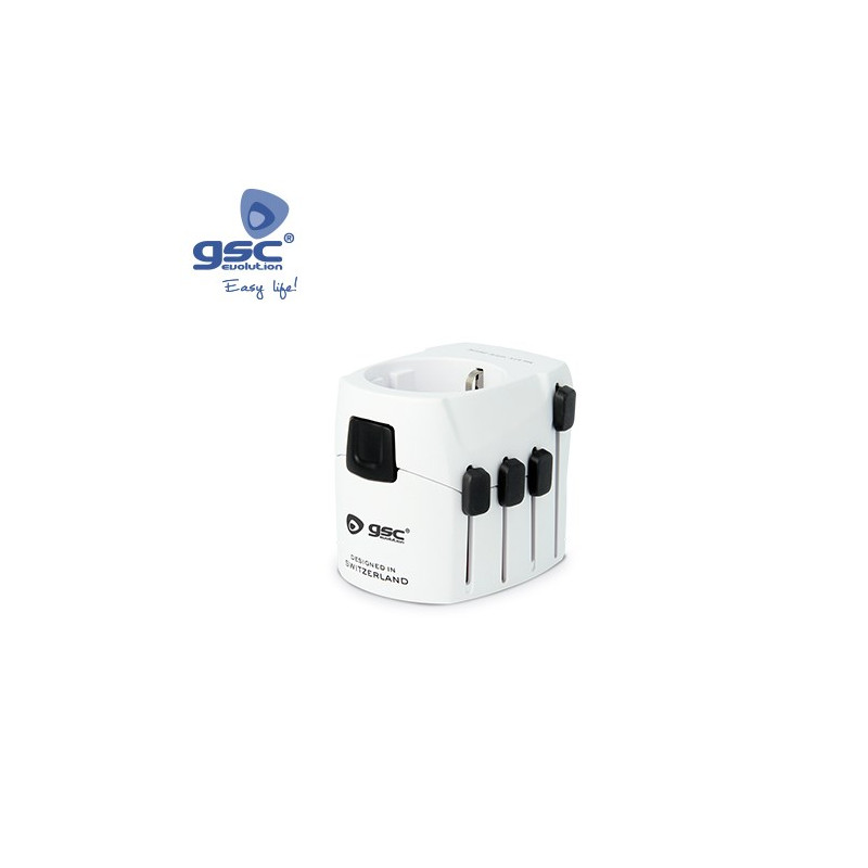 Adaptador universal de viaje PRO (Suiza, Italia, Brasil, UK, Estados Unidos, Australia y China) GSC