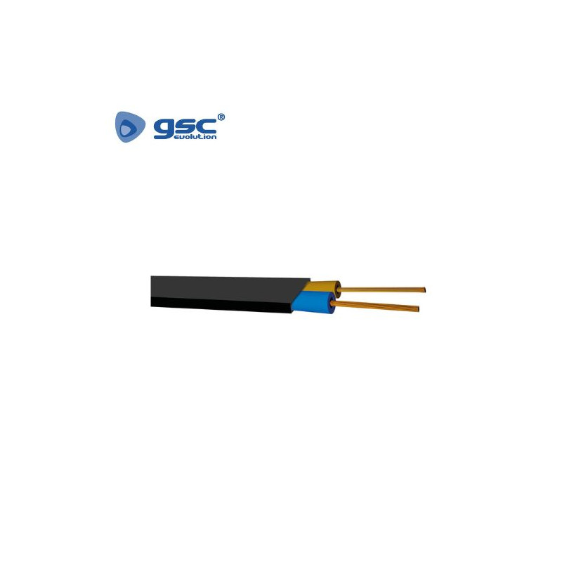 Cable manguera PLANA 2x1mm Negro Cobre PVC Rollo 100m GSC