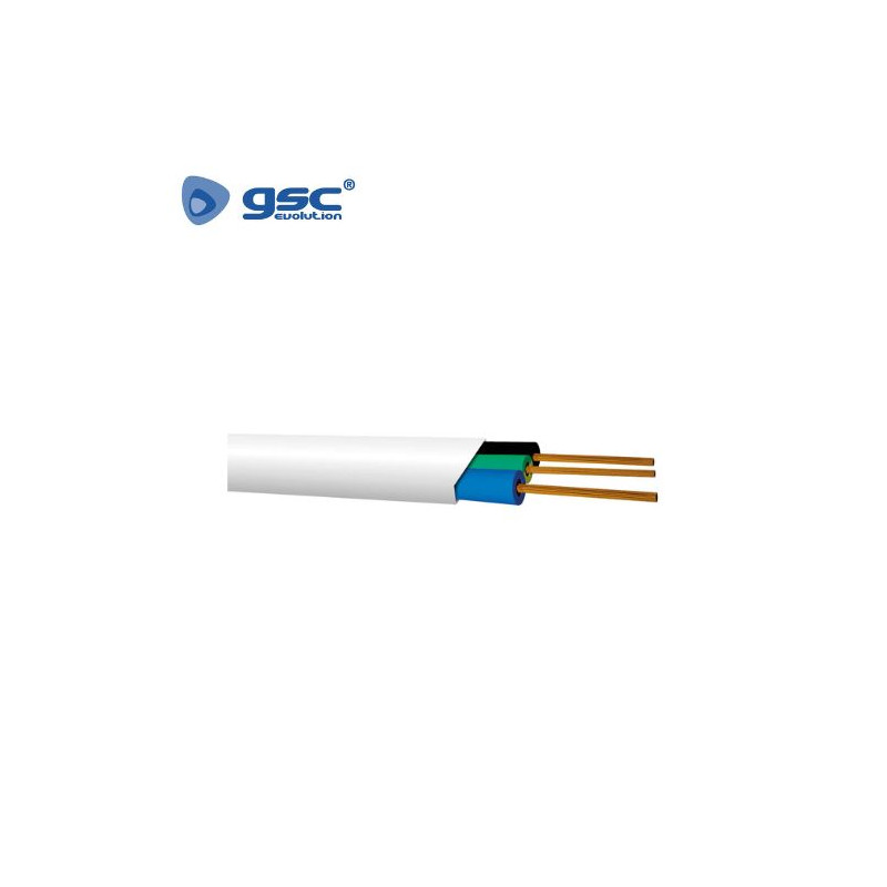 Cable manguera PLANA 3x1,5mm Blanco Rollo 50m GSC
