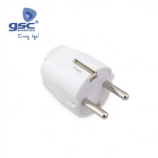 Clavija 16A 220V TT Lateral Blanco Bipolar Policarbonato Diámetro 4,8mm Retractilado GSC C25/600