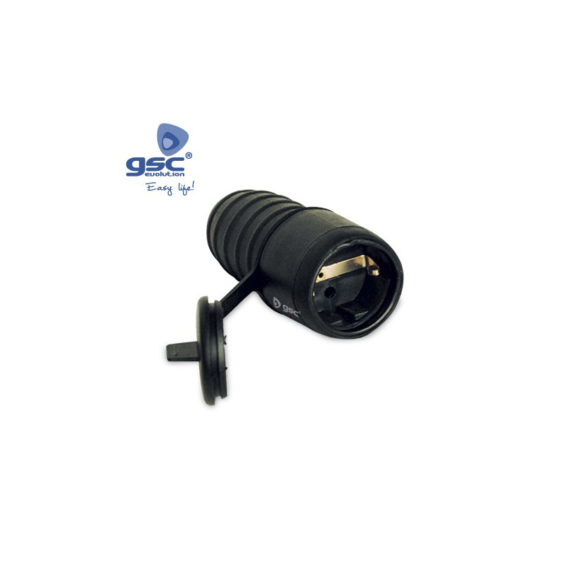 Base Aérea Diámetro 4,8 mm 16A TT Lateral + PVNegro Bipolar con tapa IP44 ÚLTIMAS UNIDADES