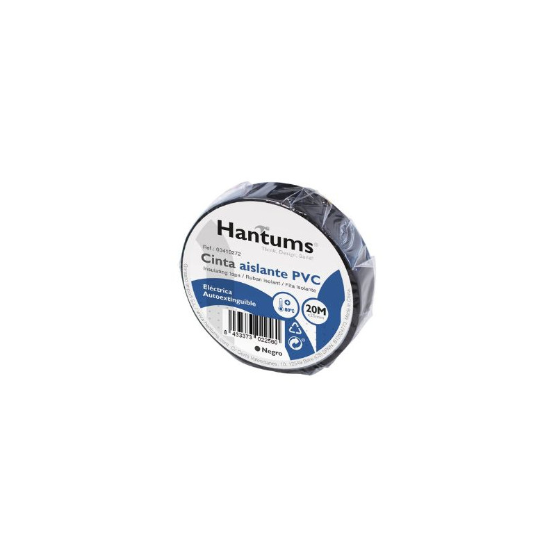 Cinta aislante electrica PVC Negra 25mm x 20m HANTUMS C10/200