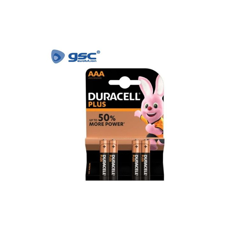 Pila Alcalina AAA LR03 1,5v Plus Blíster 4 pilas DURACELL
