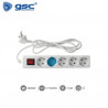 Base 5 Tomas TT 3x1,5mm 1,5 metros de cable con interruptor Blanca (A) GSC C1/15