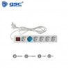 Base 6 Tomas TT 3x1,5mm 1,5 metros de cable con interruptor Blanca (A) GSC C1/15