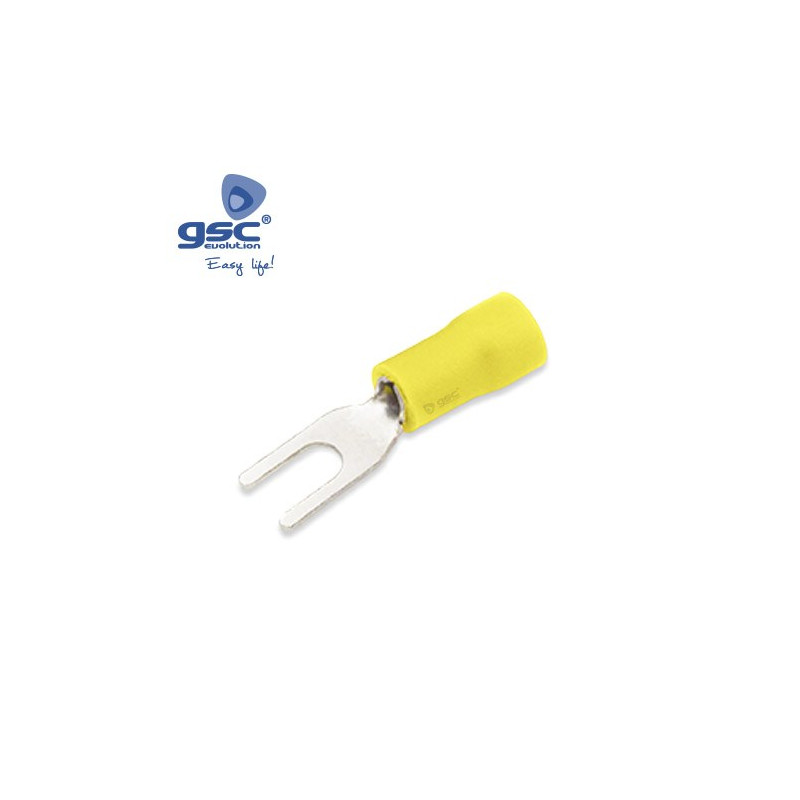 Terminal horquilla preaislado de 4,3mm para cable de 4-6mm Amarillo Bolsa 50 unidades GSC