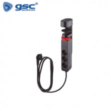 Base múltiple sobremesa 3T + 2 USB A + 1 USB Tipo C + Int (3x1.5mm) 1,4M Negro GSC C1/12