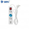 Base 3 Tomas TT + USB C + USB A con interruptor 3x1,5mm 1,4 metros Blanca GSC C1/20