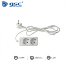 Base 2 Tomas TT 3x1,5mm 1,5 metros de cable Serie Estándar GSC C1/20