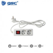 Base 2 Tomas TT 3x1,5mm 1,5 metros de cable con interruptor Serie Estándar GSC C1/20