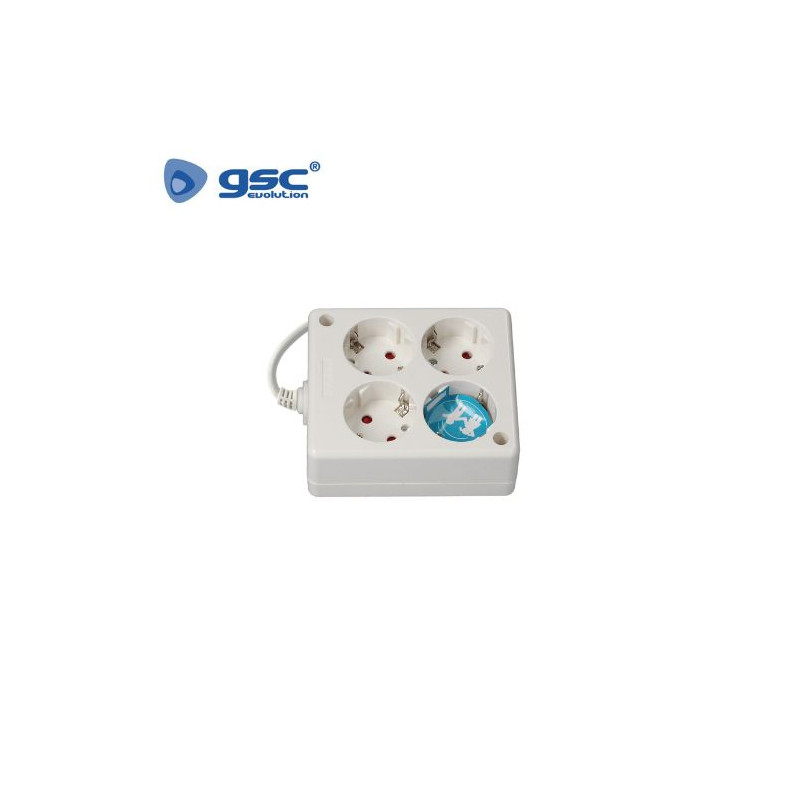 Base 4 Tomas TT Cuadrada 3x1,5mm 1,5 metros Blanco GSC C1/20