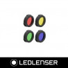 Set 4 filtros color para linternas P7 CORE Rojo, Amarillo, Verde, Azul LEDLENSER