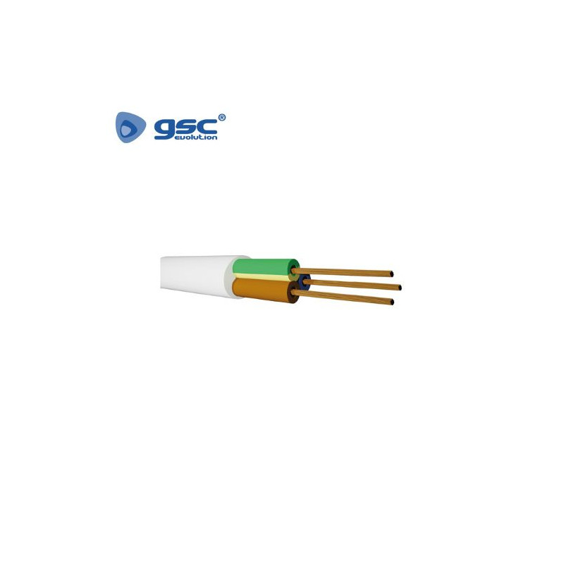Cable manguera redonda VV-F Flexible 3x1,0mm Blanco Rollo 50m Blanco GSC C1/1