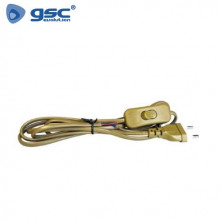 Cable conexión plano con interruptor 1,5m 2x0,75mm Dorado GSC C1/50