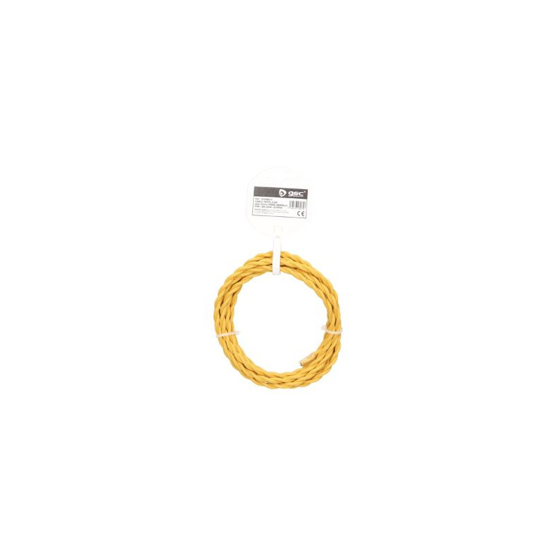 Cable textil 2,5m 2x0,75mm trenzado Amarillo GSC C1/35