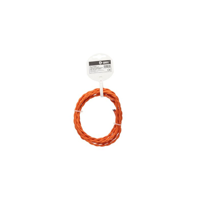 Cable textil 2,5m 2x0,75mm trenzado Naranja GSC C1/25